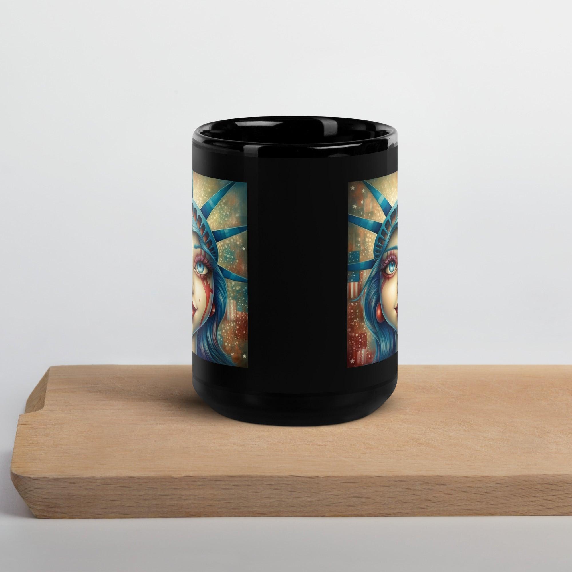 American Pride Black Glossy Mug - Beyond T-shirts