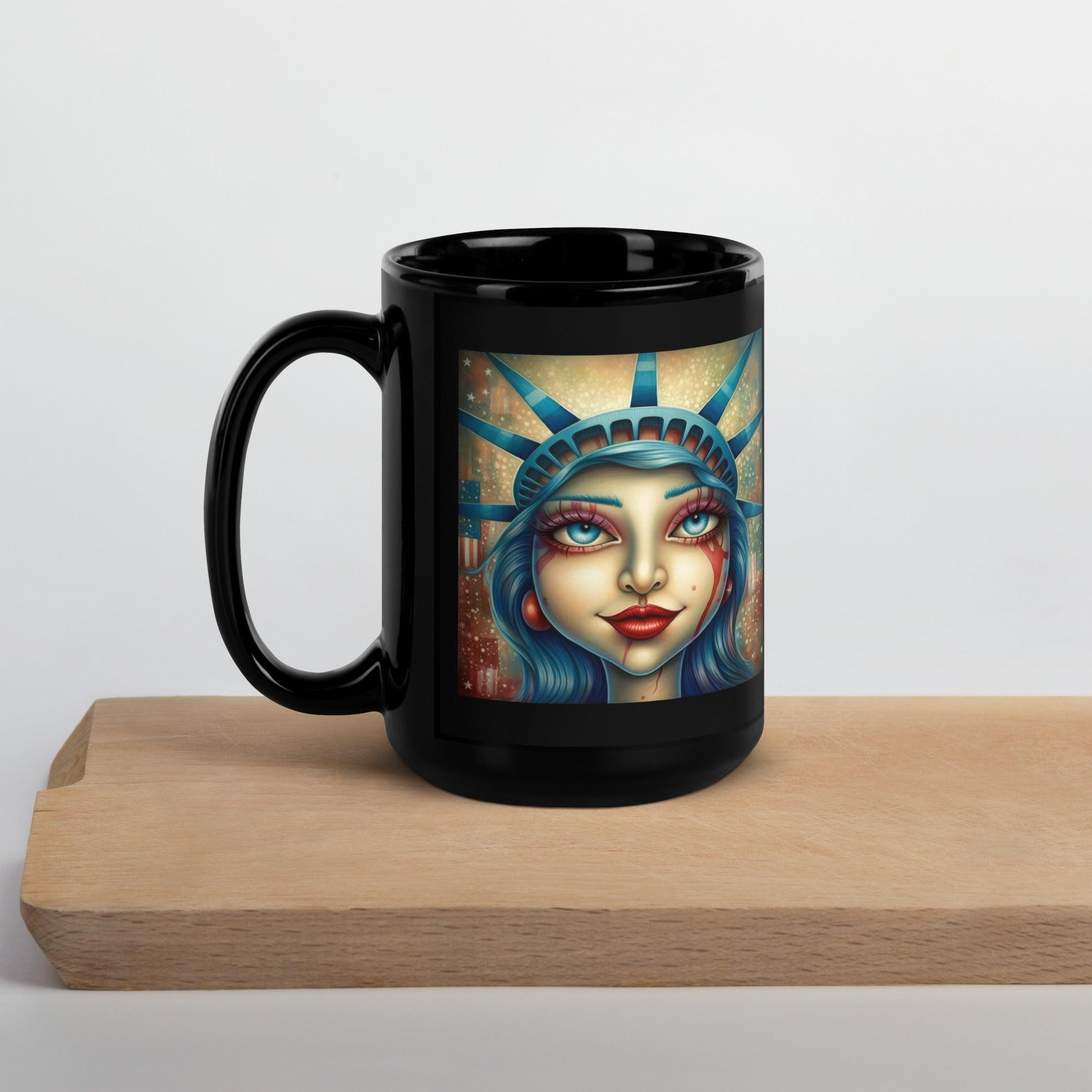 American Pride Black Glossy Mug - Beyond T-shirts