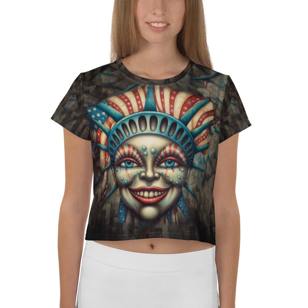 American Spirit All-Over Print Crop Tee - Beyond T-shirts