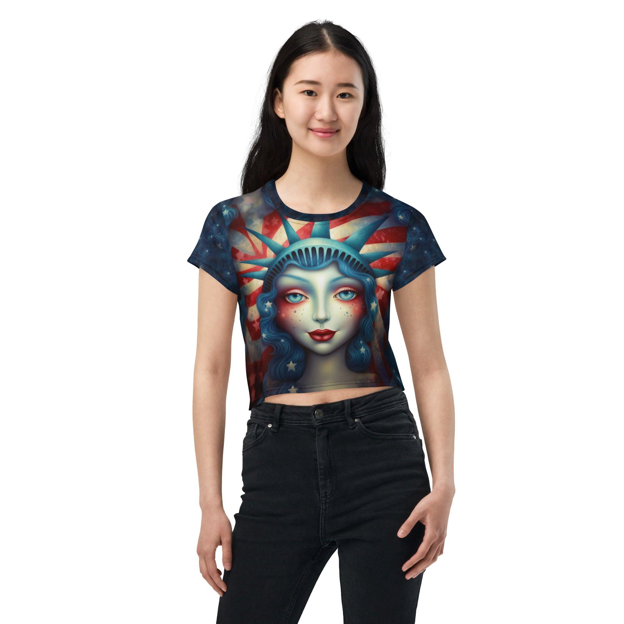 American Tradition All-Over Print Crop Tee - Beyond T-shirts