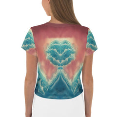 Trendy all-over print crop tee for stylish outfits.