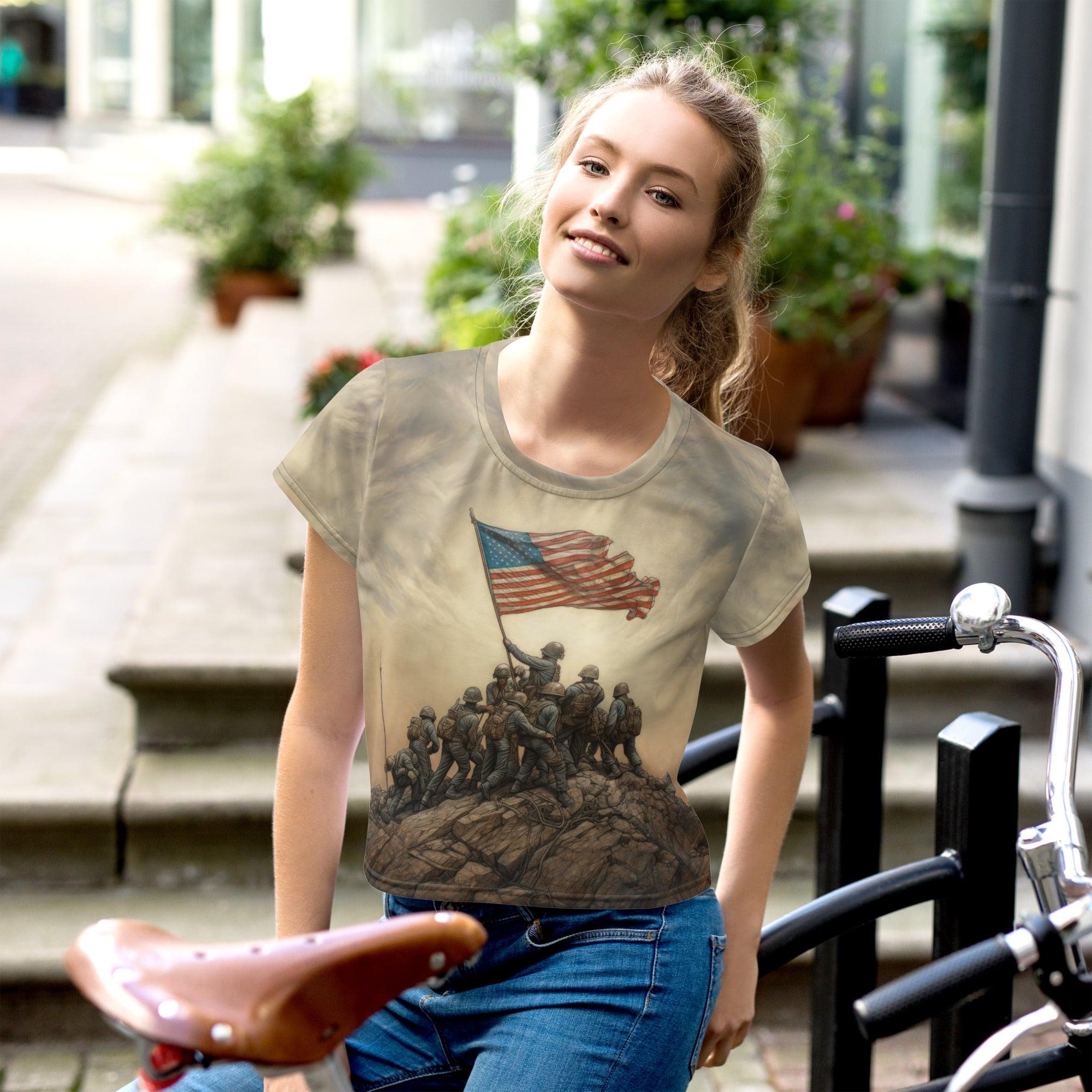 An American Journey All-Over Print Crop Tee - Beyond T-shirts