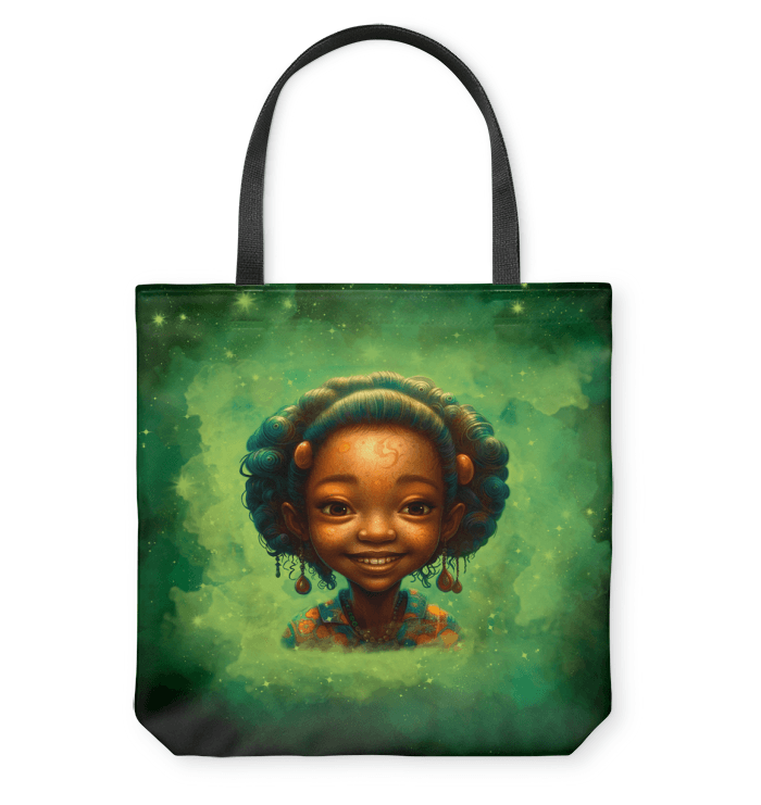 Angelic Iris Gallery Basketweave Tote Bag on a chic, urban background.