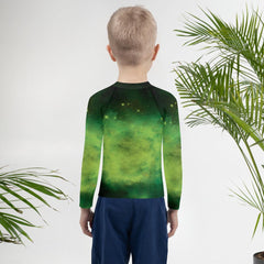 Close-up of Angelic Iris Gallery Rash Guard fabric detail.