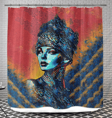 Elegant shower curtain with unique artistic pattern