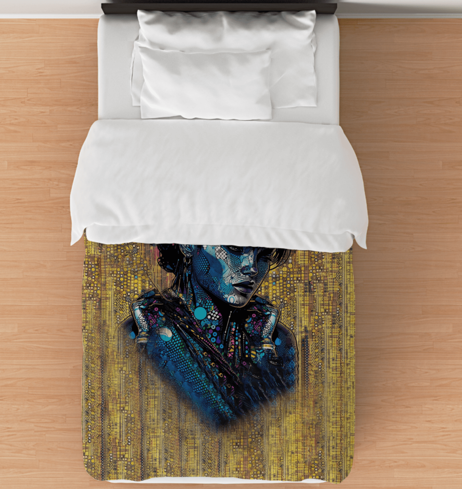 Vibrant artistic adventure themed duvet cover showcasing abstract design.