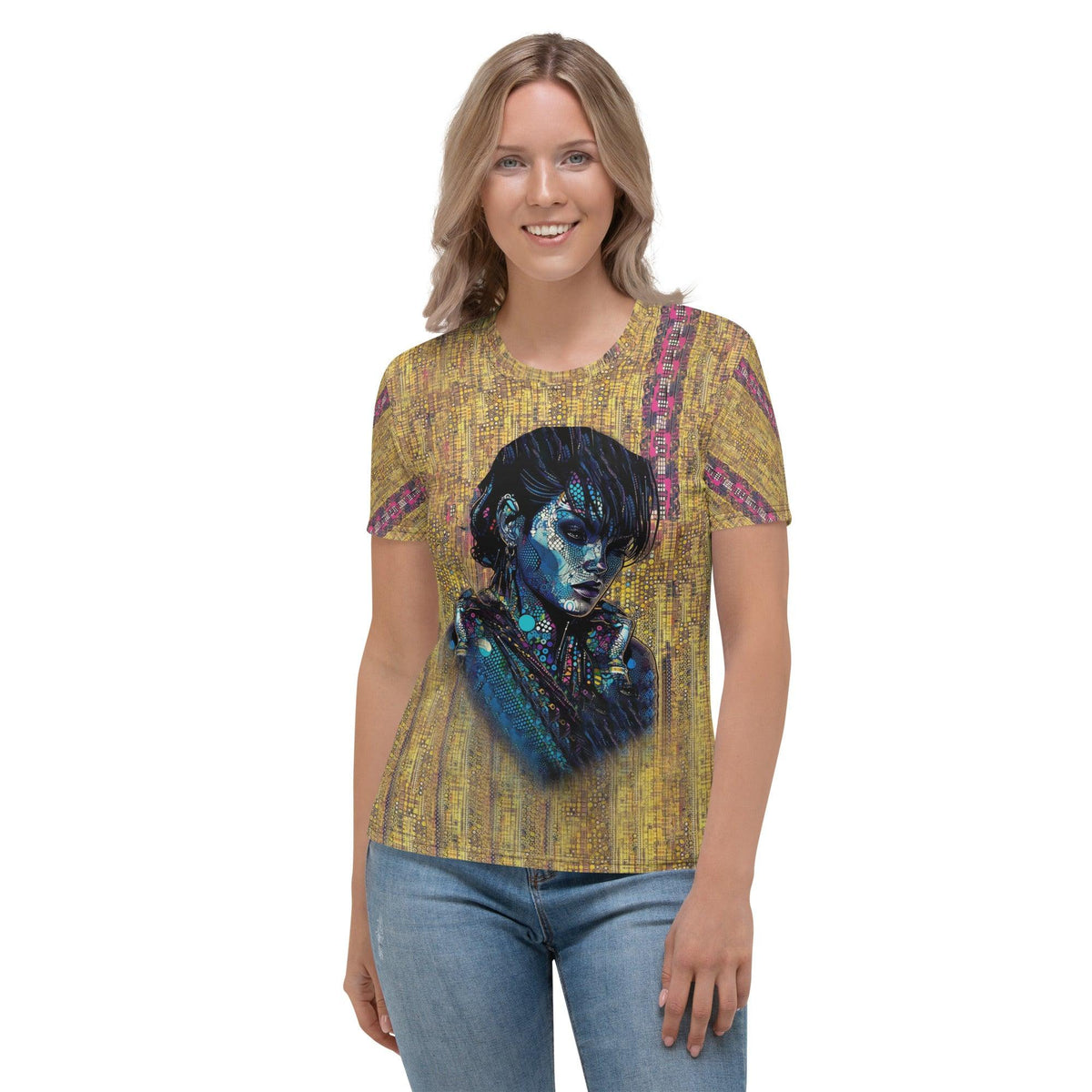 Artistic Adventure Women's T-shirt with abstract design on front.