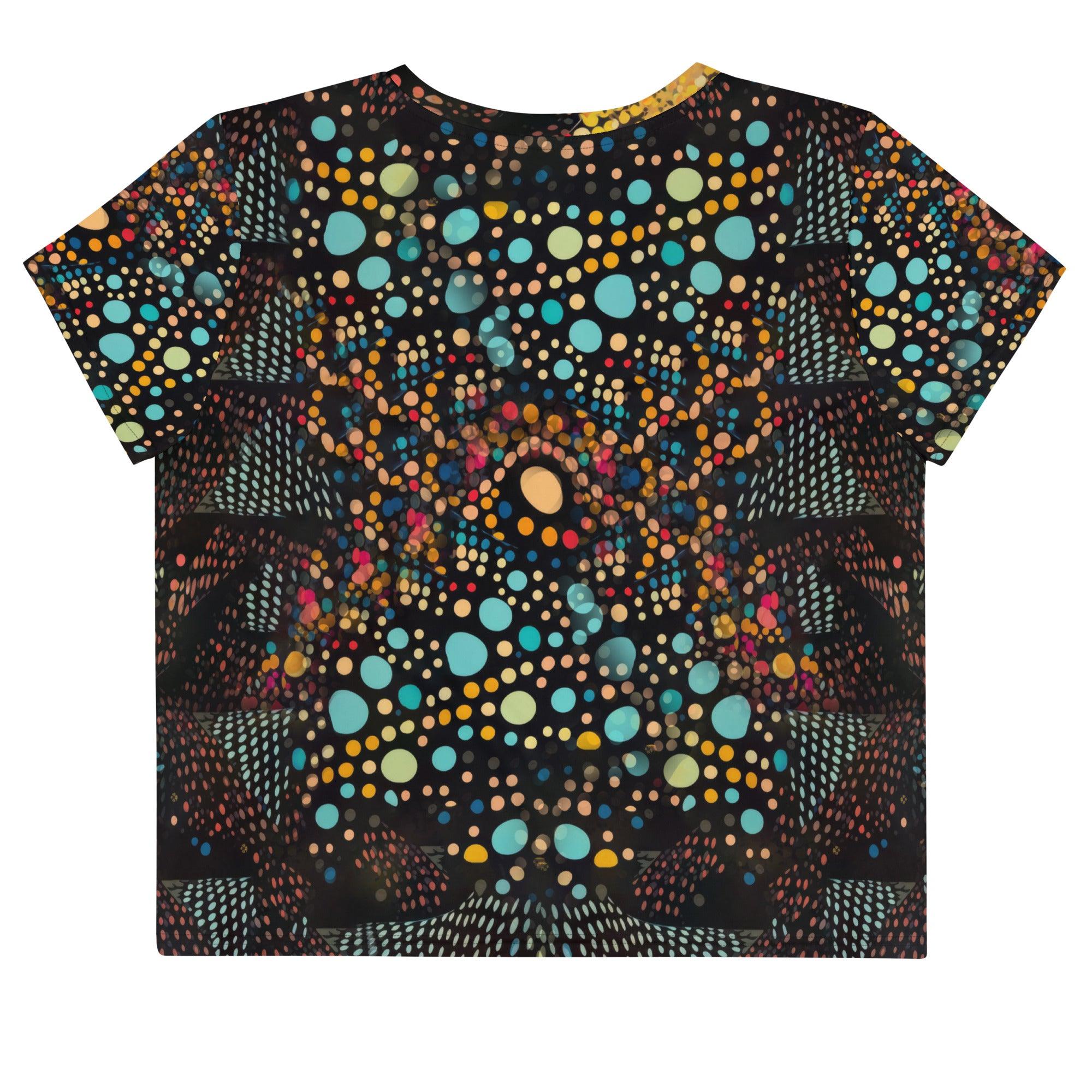 Elegant and bold artistic print on comfortable crop tee.