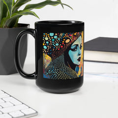 Black Glossy Mug with Artistic Aesthetics Logo.