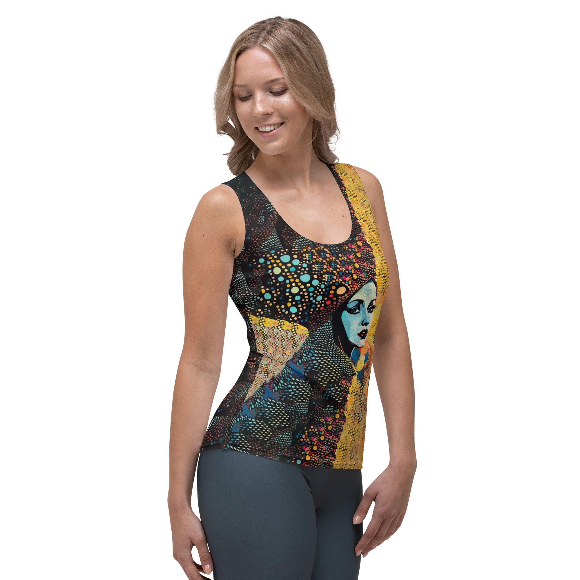 Model wearing Artistic Aesthetics Sublimation Tank Top.