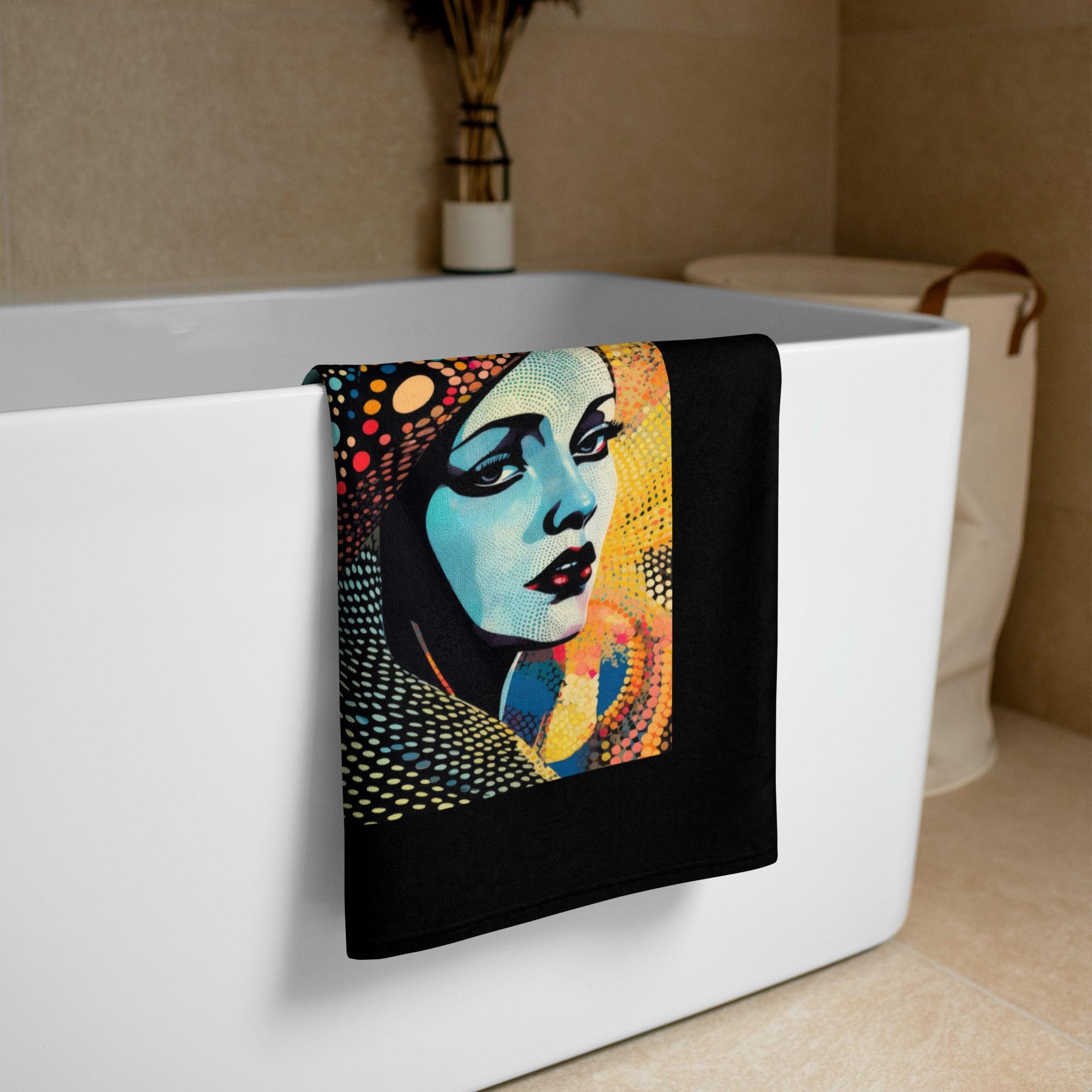 Artistic Aesthetics Towel draped elegantly over a marble bathroom rack.