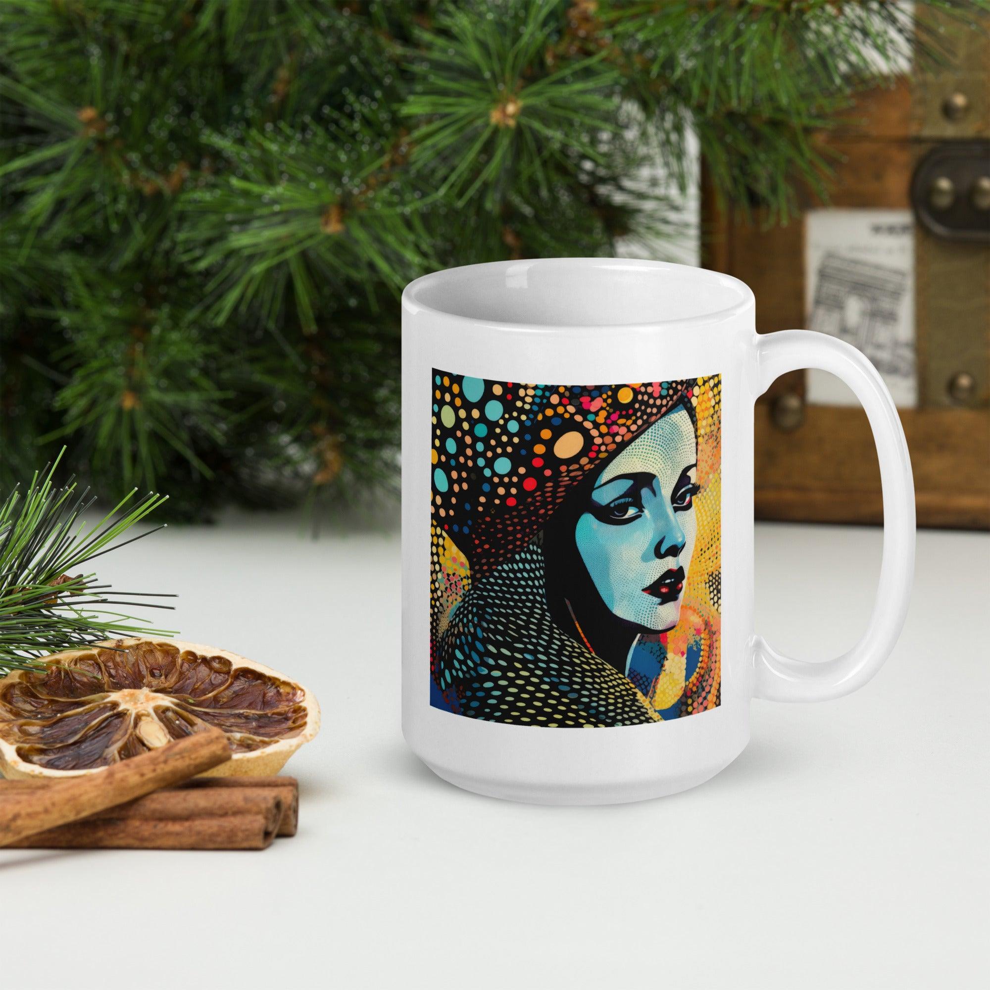 Premium glossy mug for morning beverages.