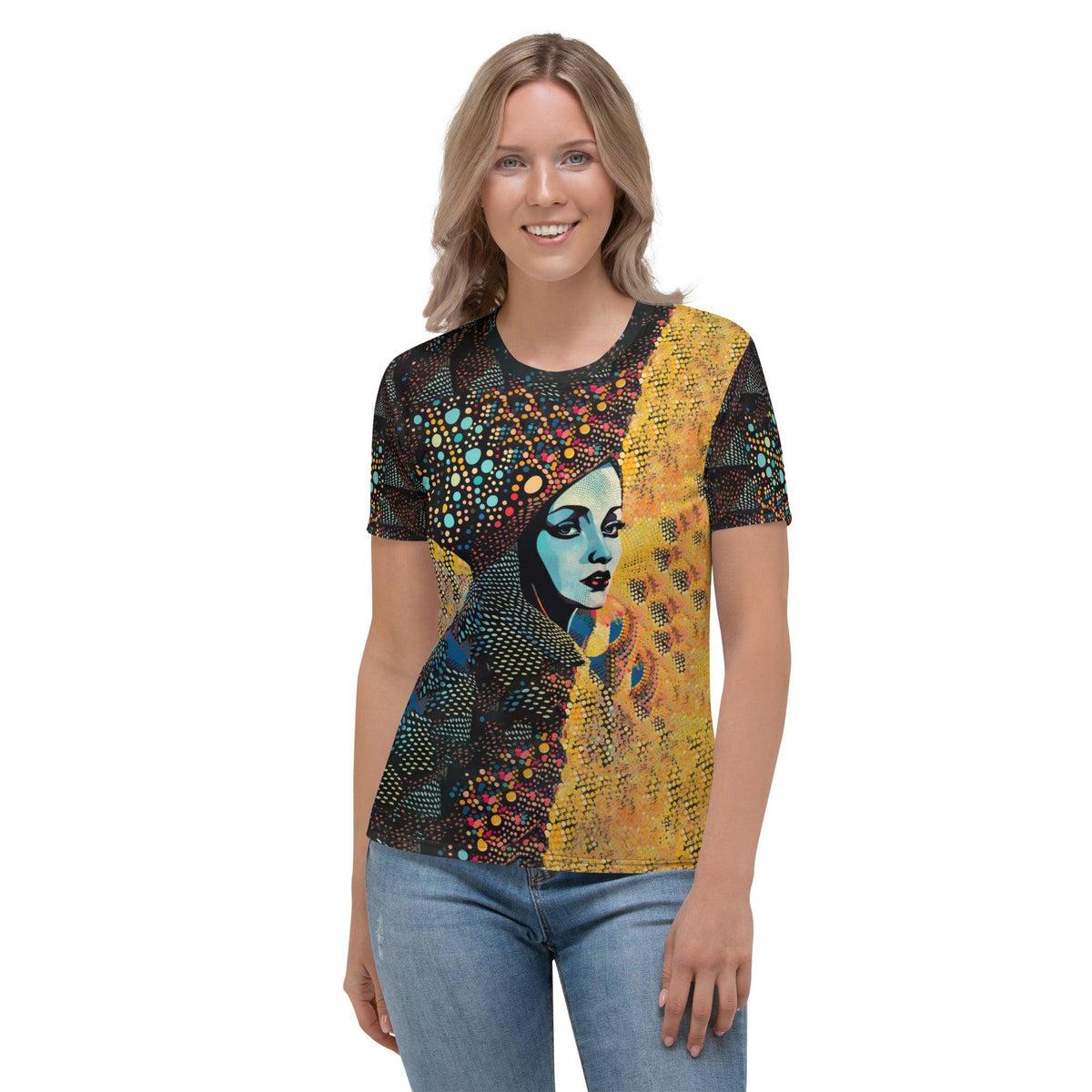 Artistic Aesthetics women's t-shirt front view with abstract design.