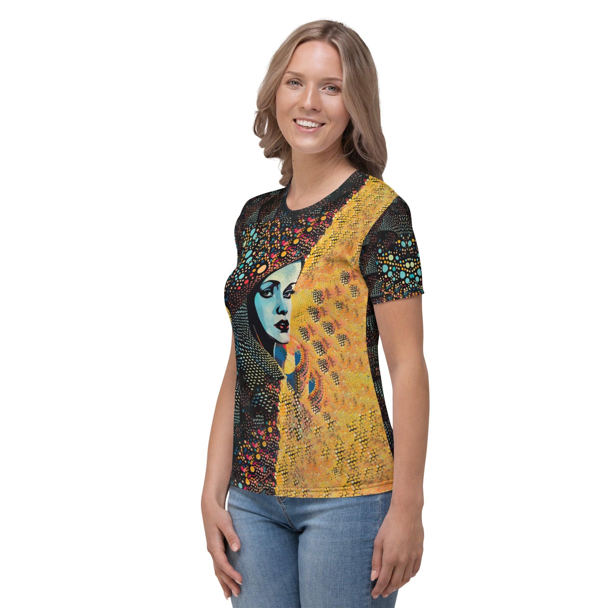 Woman wearing Artistic Aesthetics t-shirt showcasing the fit and style.