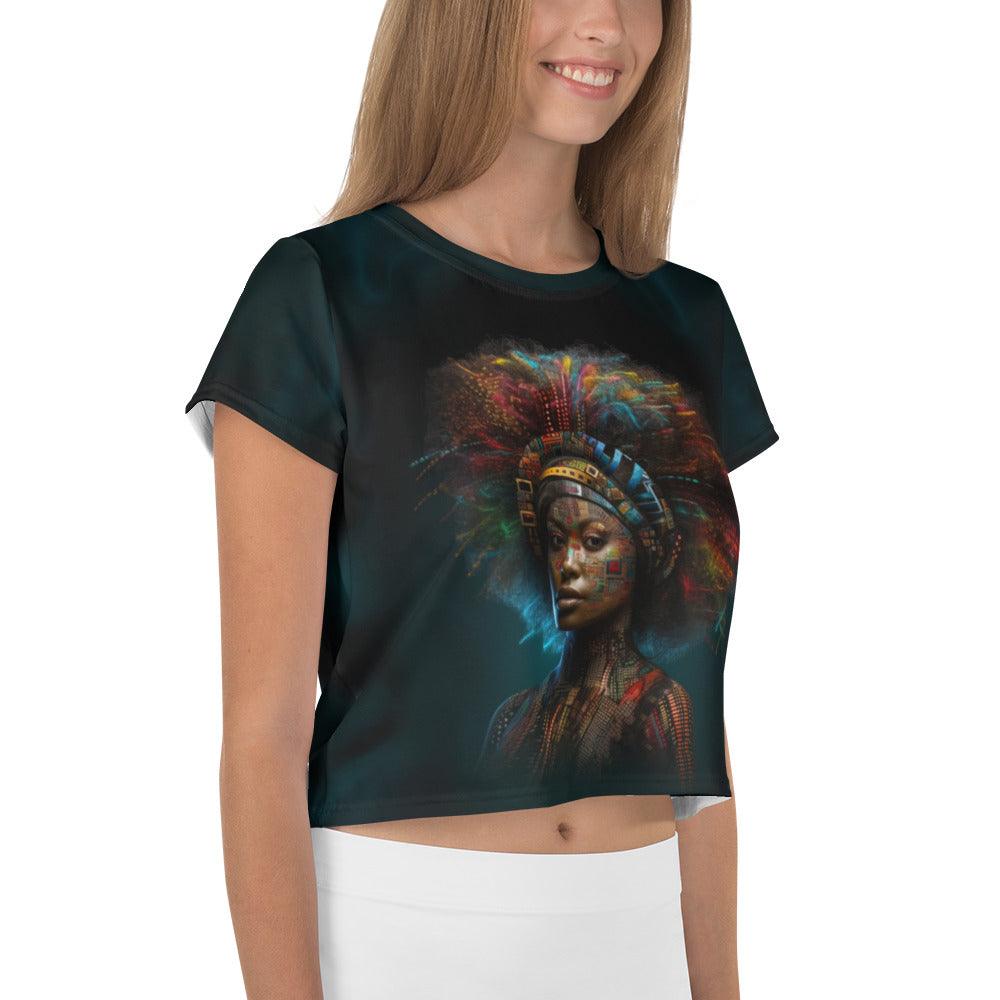 Trendy Artistic Ambition crop tee featuring eye-catching artistic prints.