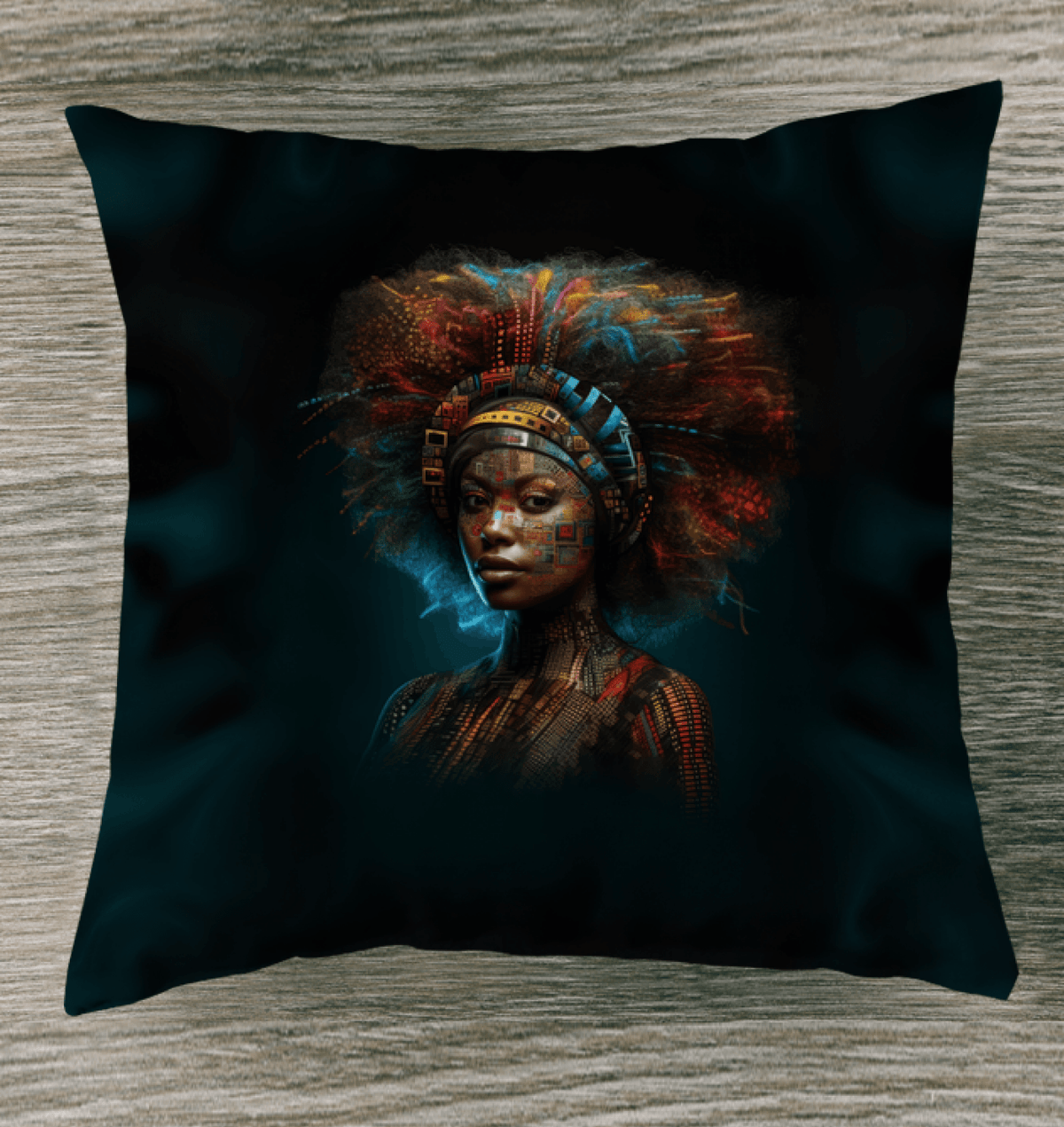 Artistic Ambition decorative indoor pillow on a cozy living room sofa.