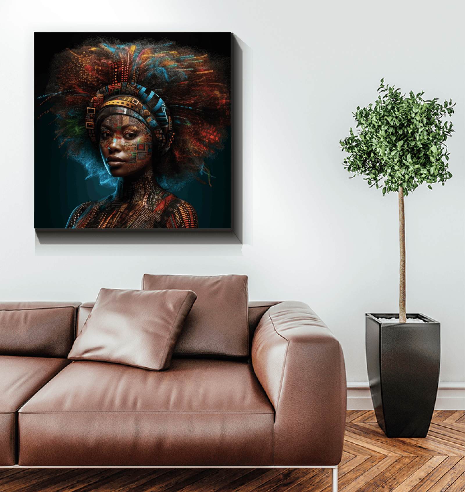 Artistic Ambition canvas art as a focal point in a bedroom.