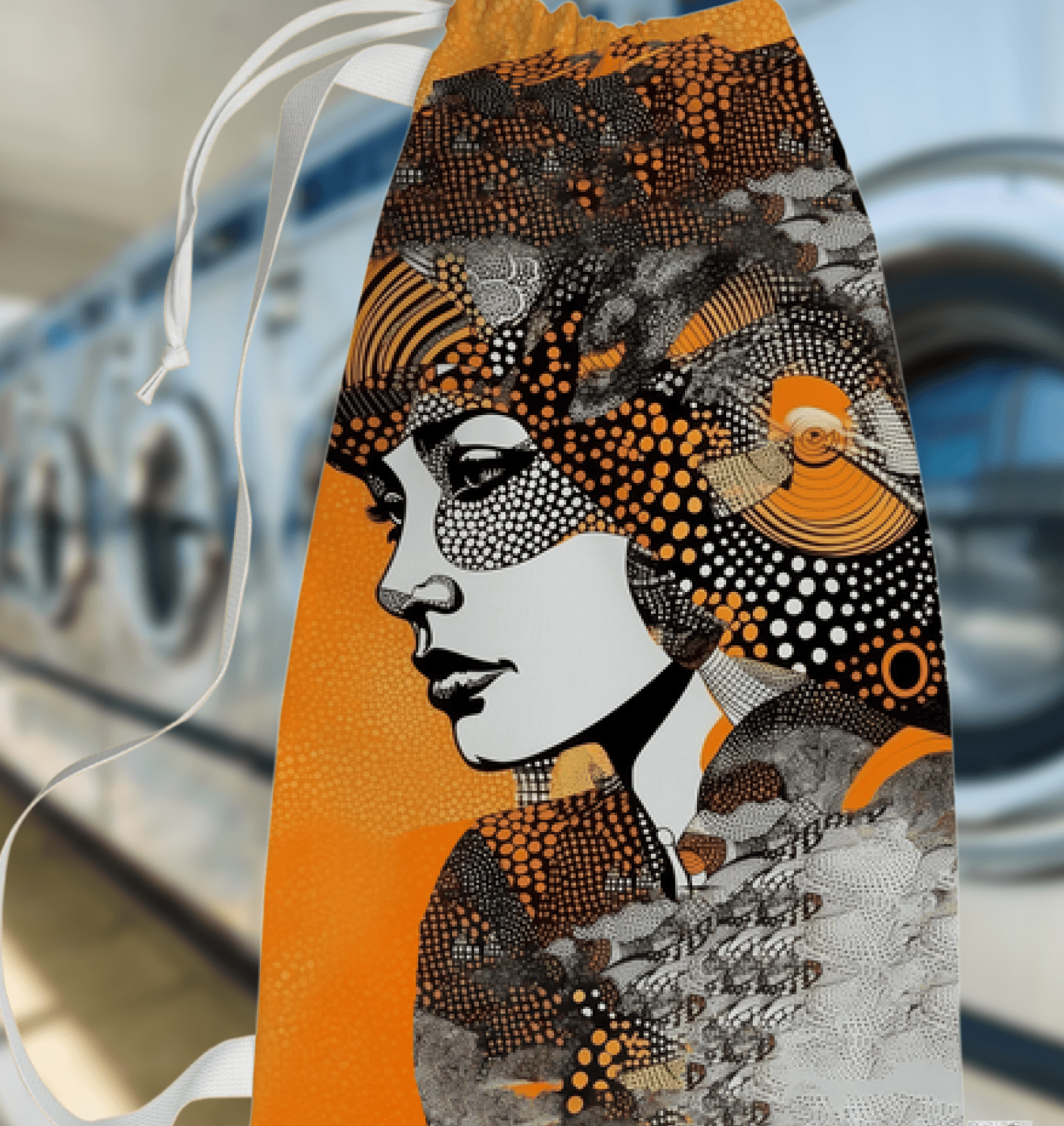Colorful geometric pattern on Artistic Angles laundry bag.