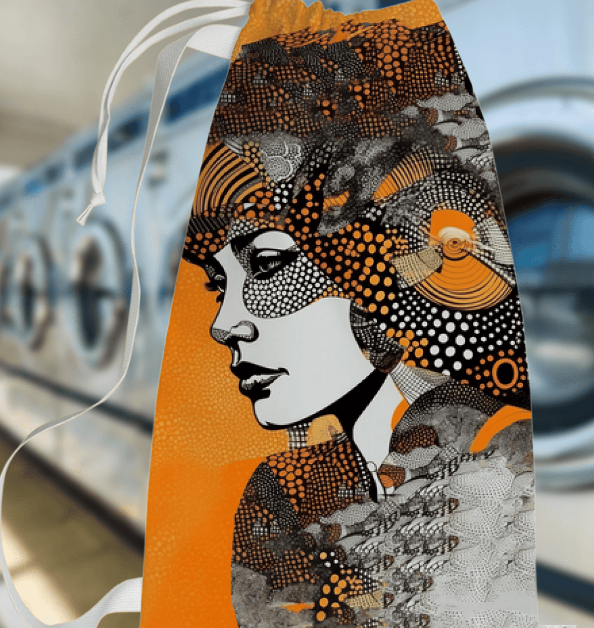 Colorful geometric pattern on Artistic Angles laundry bag.