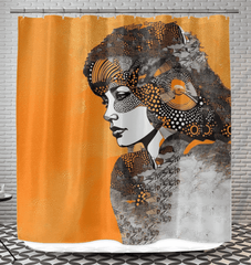 Modern geometric shower curtain from the Artistic Angles collection