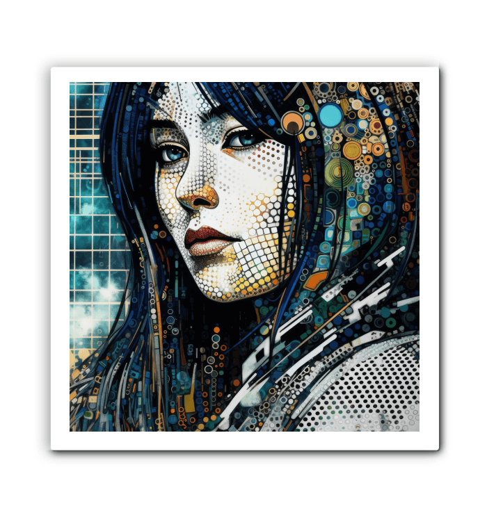 Artistic Aura canvas with vibrant abstract patterns.