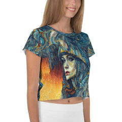 Artistic Auras II crop tee showcasing abstract print and comfort fit.