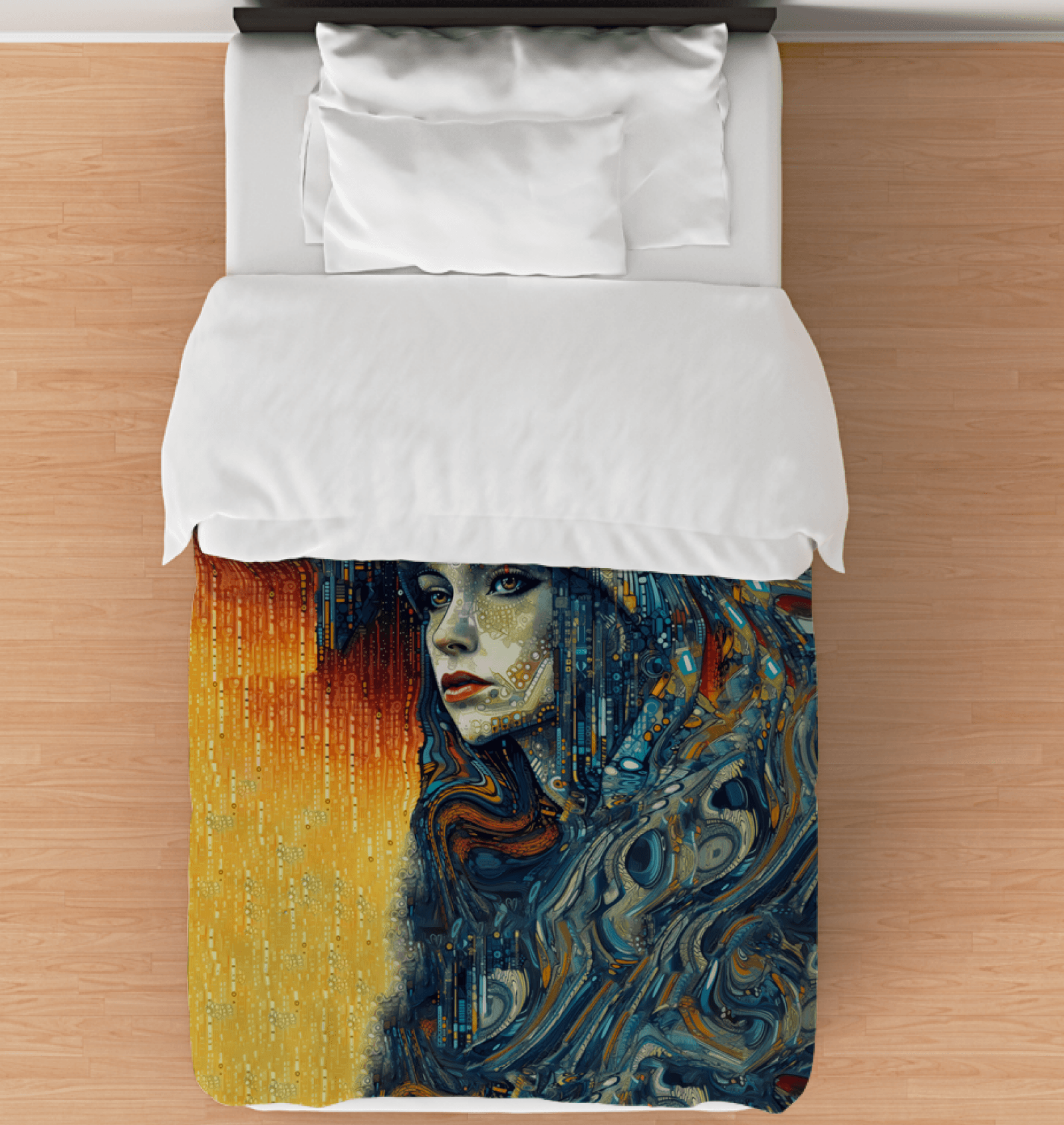 Artistic Auras II Duvet Cover featuring abstract art design for a modern bedroom look.