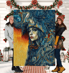 Close-up of the Artistic Auras II Sherpa Blanket's soft and cozy texture.