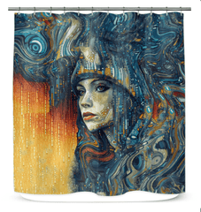 Artistic Auras II Shower Curtain with abstract design in vibrant colors.
