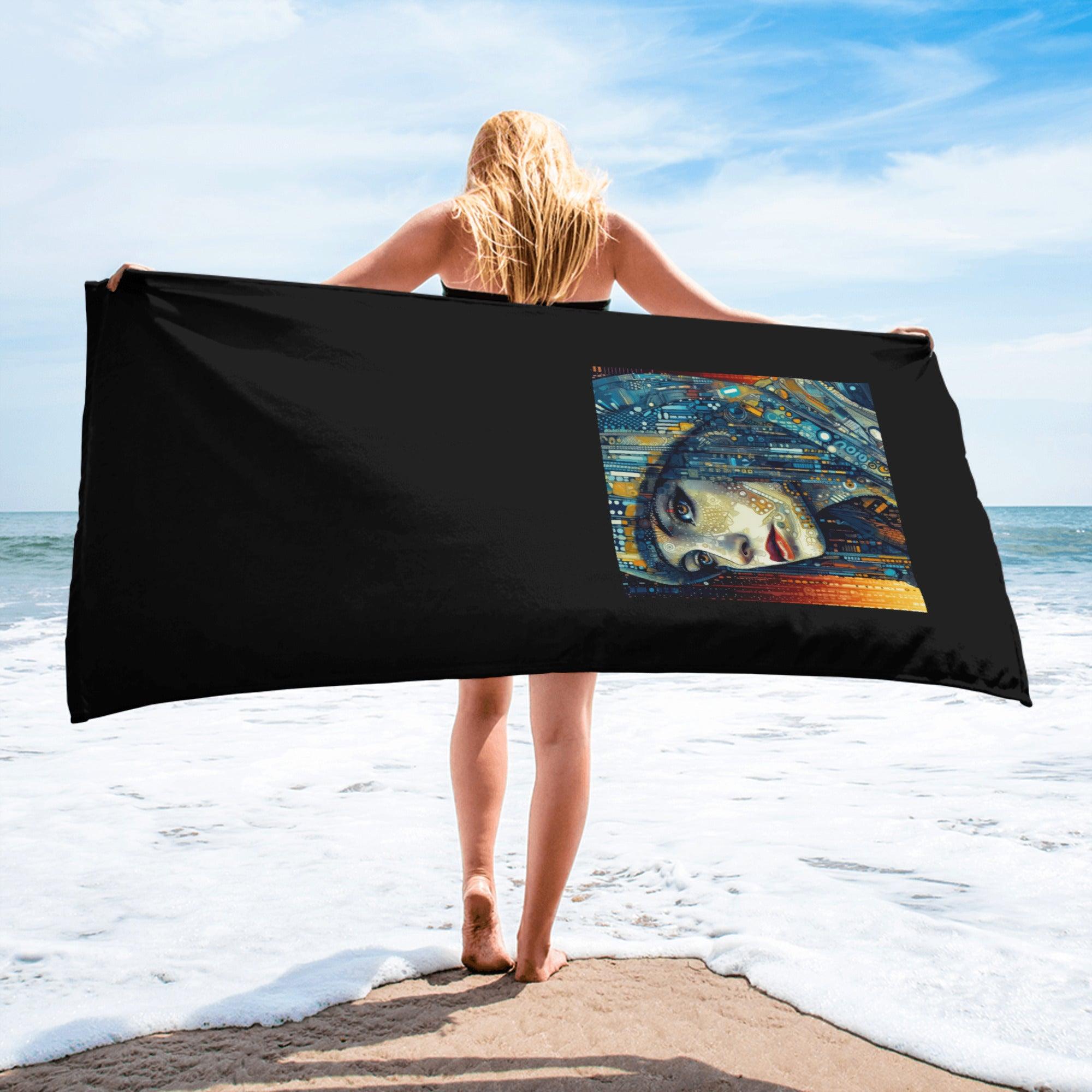 Close-up of Artistic Auras II Towel showcasing its high-quality fabric and colorful design.