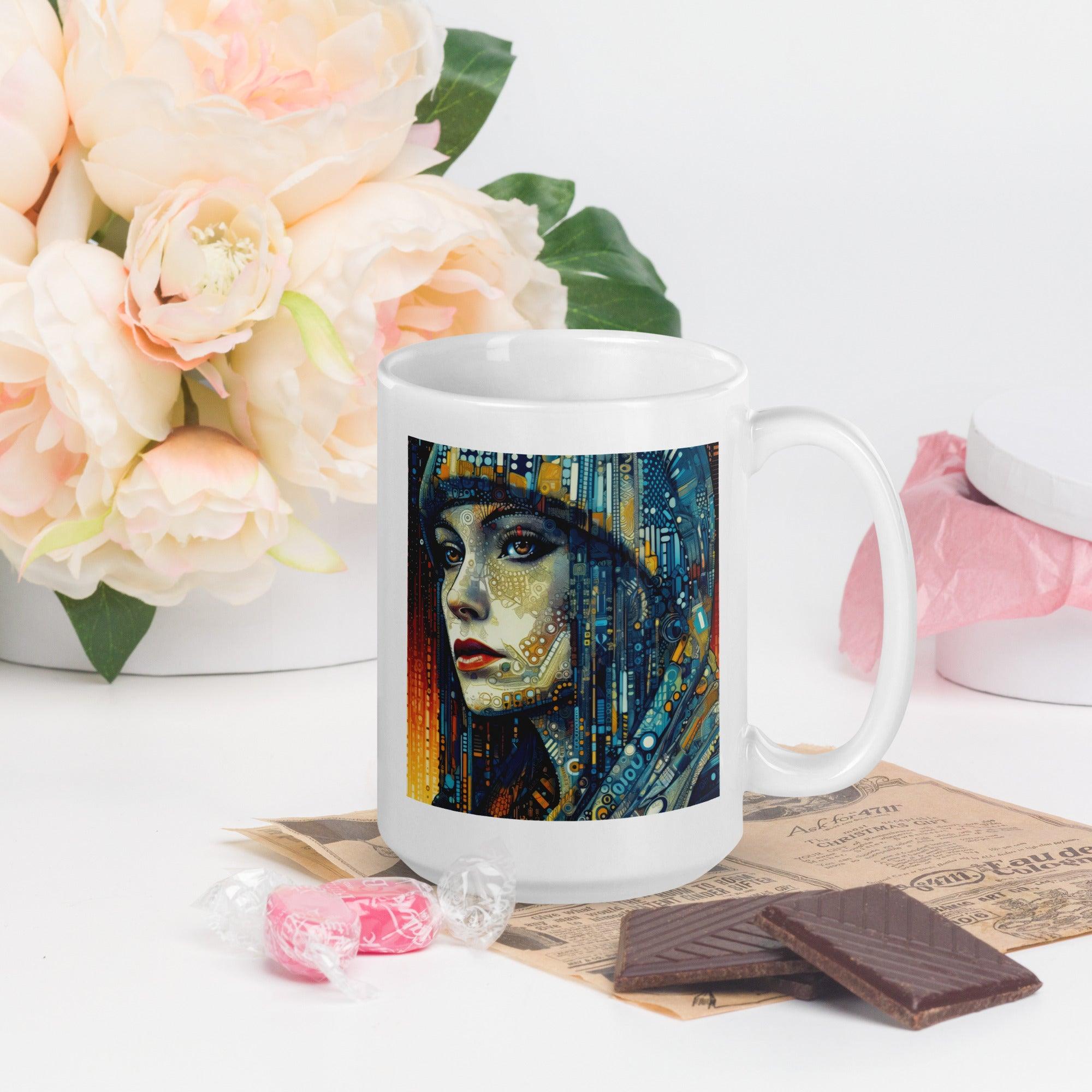 Ceramic Drinkware Featuring Artistic Auras II Pattern.