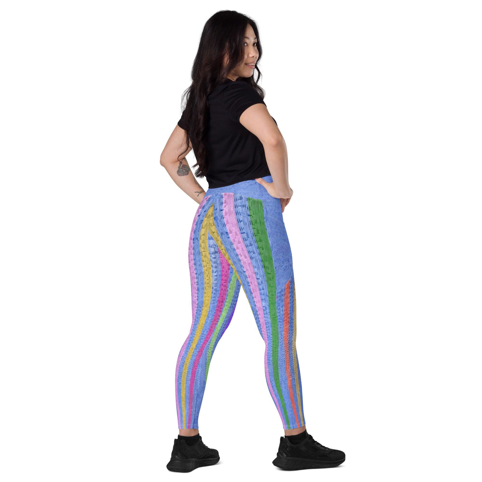 Stylish and functional crossover leggings with side pockets, perfect for active wear.