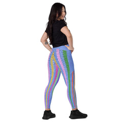 Stylish and functional crossover leggings with side pockets, perfect for active wear.