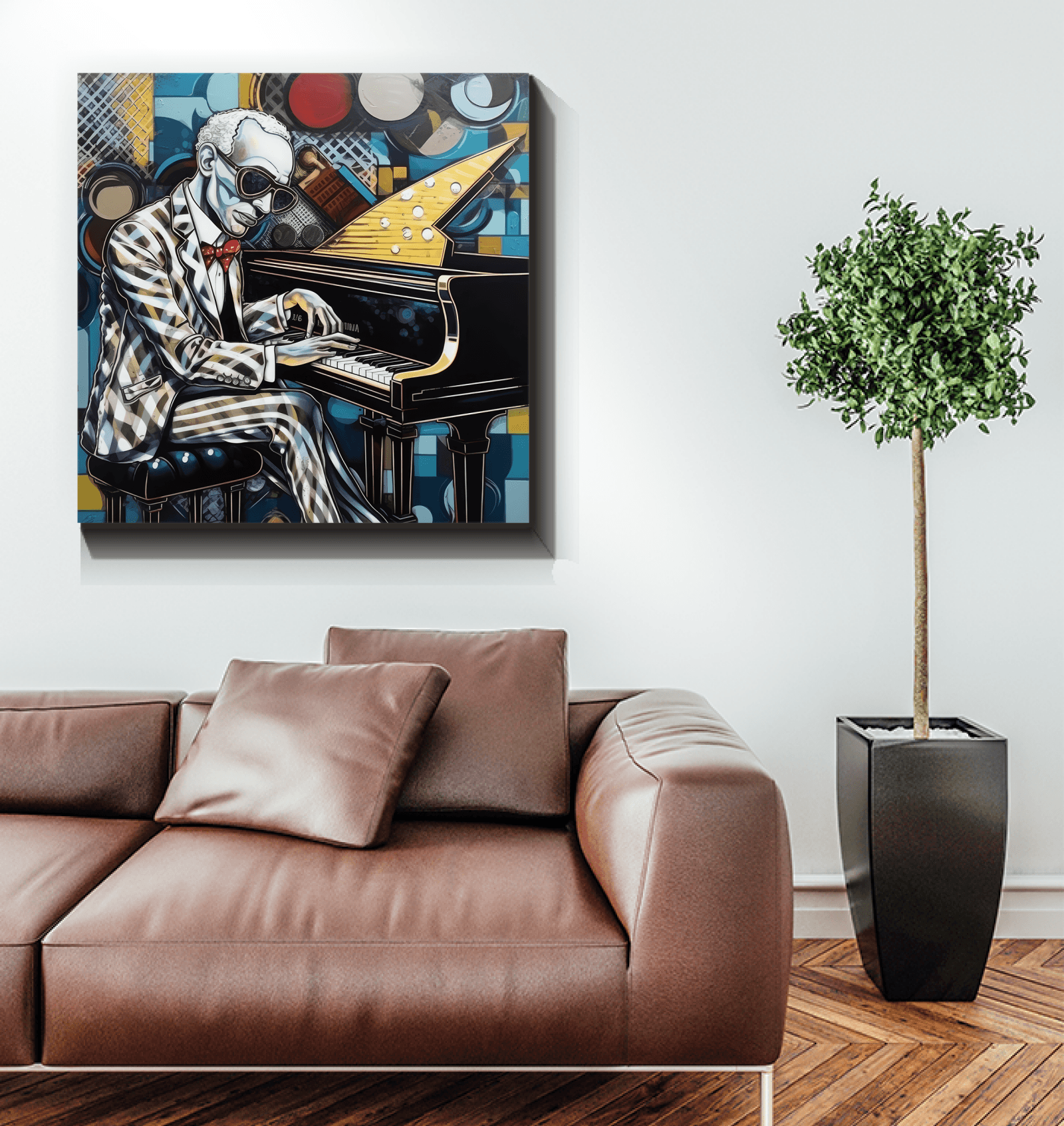 Sonic waves captured artistically on wrapped canvas decor.