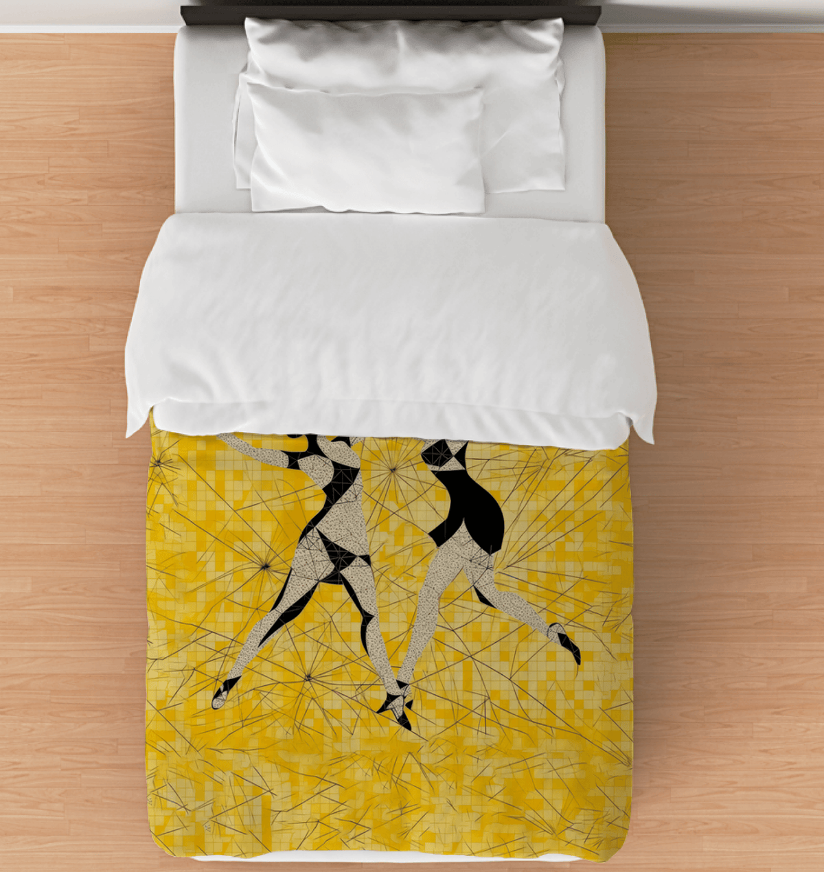 Feminine and energetic dance motif twin-size comforter, ideal for adding a touch of elegance and motivation to any bedroom.