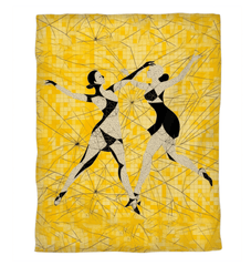 Energetic dance-inspired patterns on feminine duvet cover, perfect for modern decor.