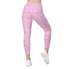 Athletic leggings for dance, showing crossover design