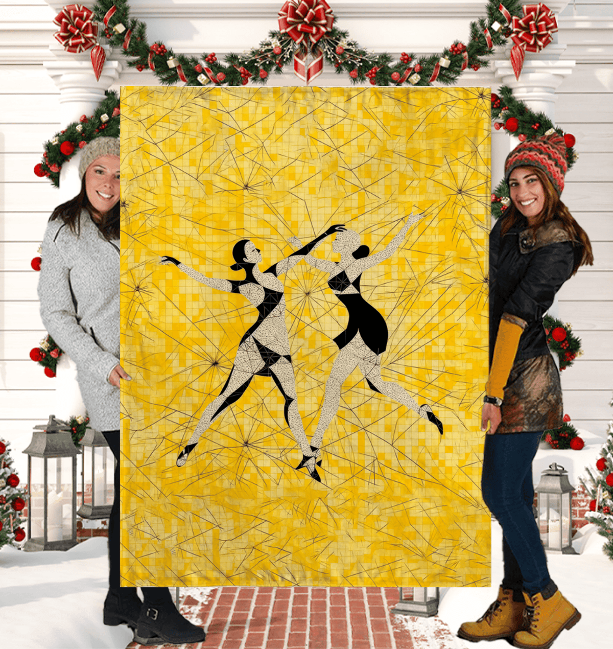 Athletic dance move design on a cozy sherpa blanket, perfect for relaxing.