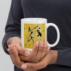 Elegant white mug featuring graceful dancer artwork