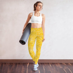 Woman wearing athletic yoga leggings designed for dance and fitness.