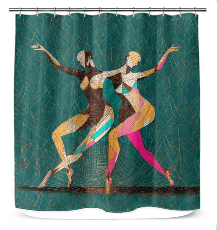 Dance performance inspired shower curtain, ideal for adding a touch of elegance to bathroom spaces