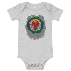 Front view of Leo baby short sleeve bodysuit