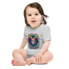 Astrological Capricorn sign on baby short sleeve one-piece.