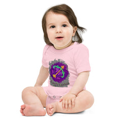 Cute Sagittarian baby wearing short sleeve zodiac one-piece