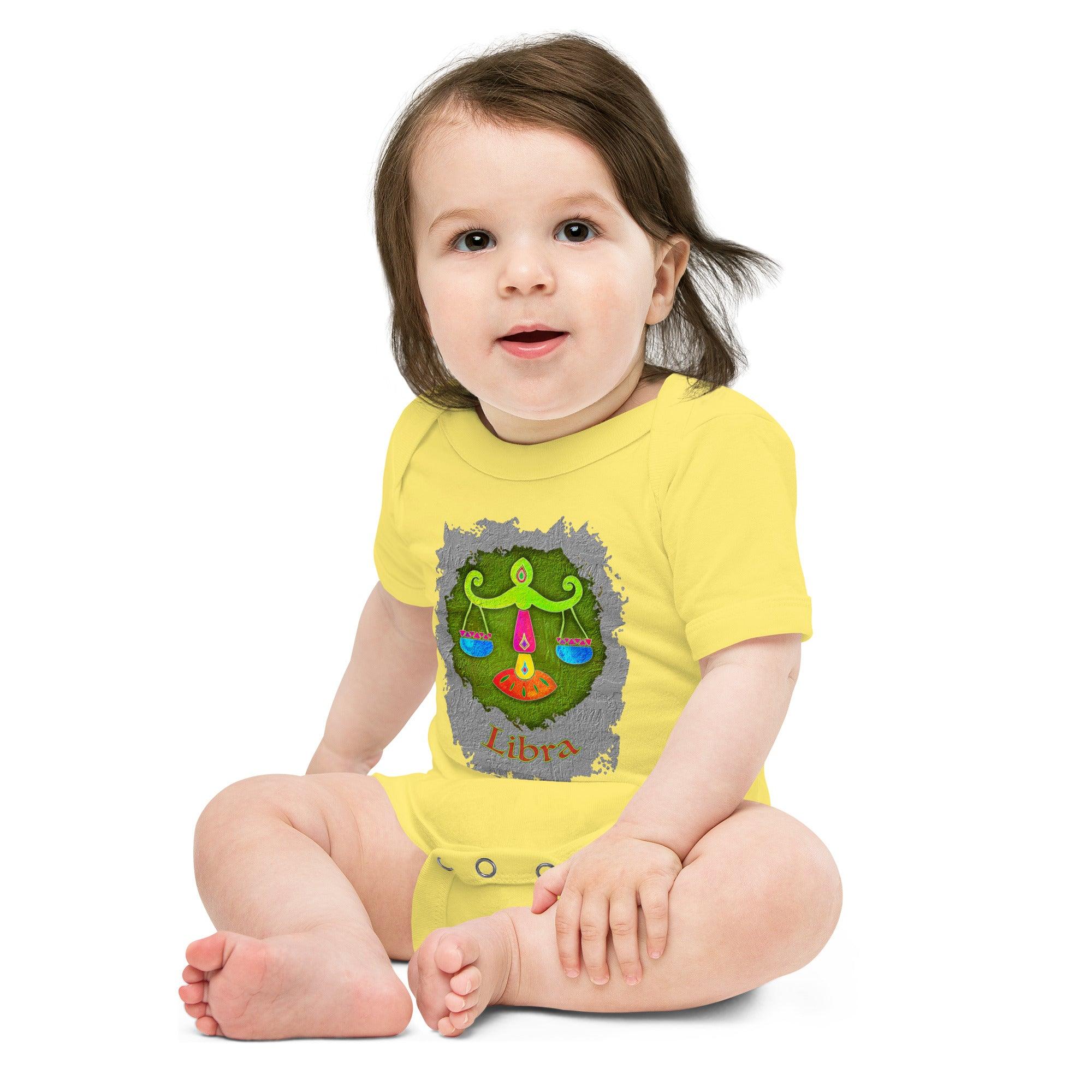 Soft cotton Libra baby bodysuit side view