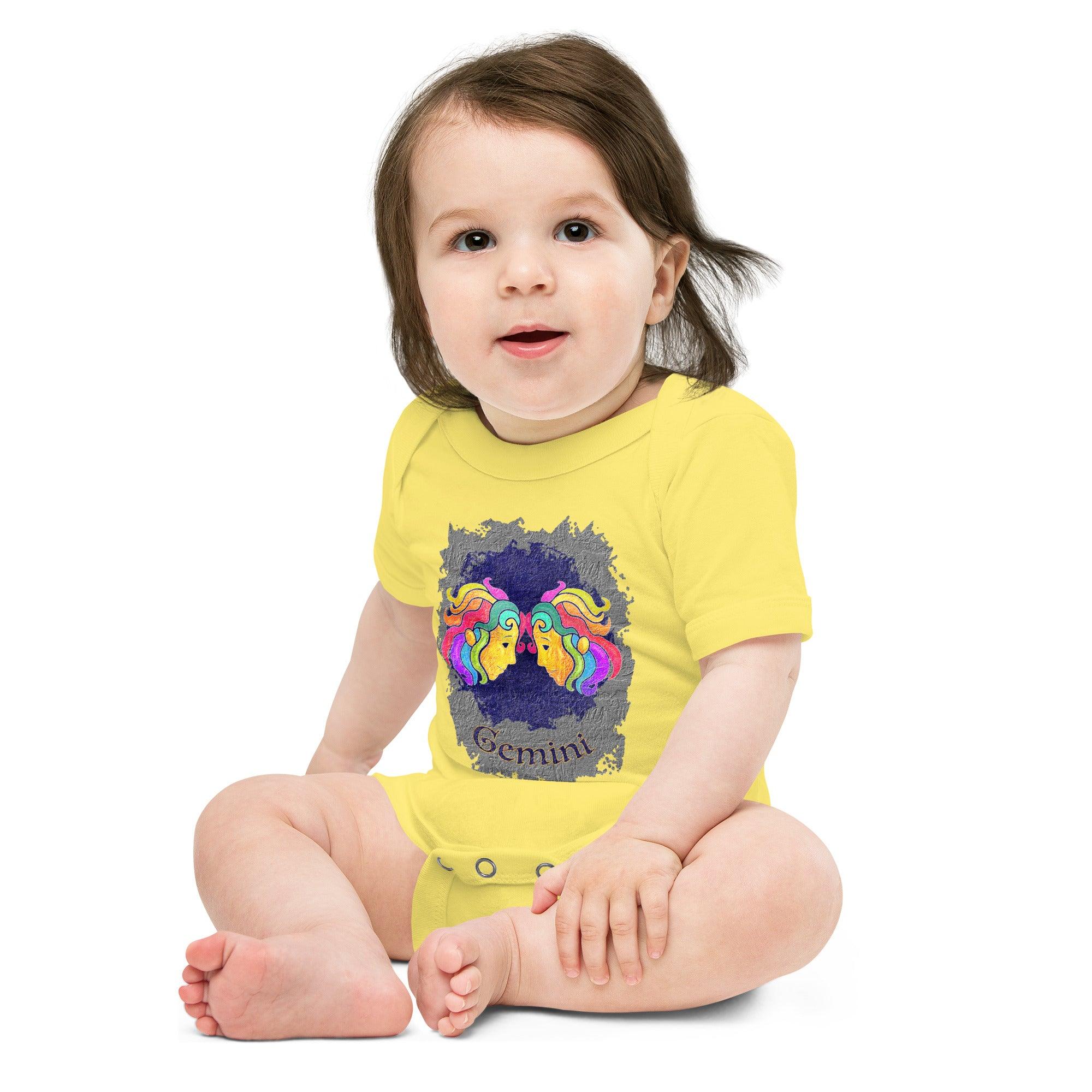 Adorable Gemini sign baby one-piece design