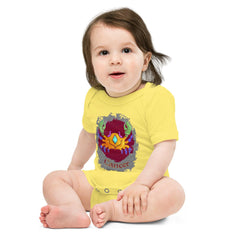 Cancer-themed baby one-piece front view