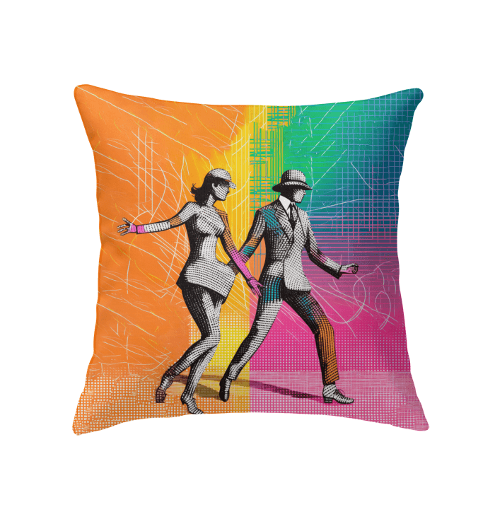 Elegant Balletic Drama Attire Indoor Pillow on a cozy living room couch.