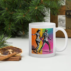 Ballet-Themed White Glossy Coffee Mug - Close-Up Detail