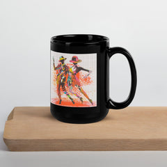 Balletic Dreamland fashion mug filled with coffee, glossy black finish.